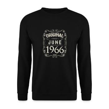 Vintage - Original since Juni 1966 Geburtstag - Unisex Pullover - Schwarz - Vorne - Alina (178cm) & Michal (187cm)