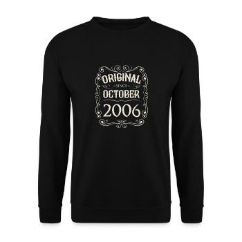 Vintage - Original since October 2006 Birthday - Unisex Sweatshirt - black - Front - Alina (178cm) & Michal (187cm)