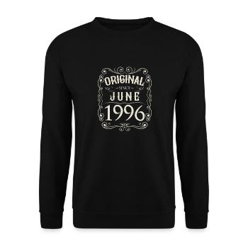 Vintage - Original since Juni 1996 Geburtstag - Unisex Pullover - Schwarz - Vorne - Alina (178cm) & Michal (187cm)