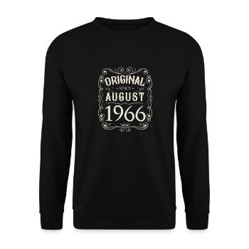 Vintage - Original since August 1966 Geburtstag - Unisex Pullover - Schwarz - Vorne - Alina (178cm) & Michal (187cm)