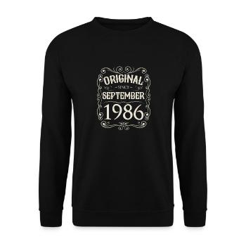 Vintage - Original since September 1986 Geburtstag - Unisex Pullover - Schwarz - Vorne - Alina (178cm) & Michal (187cm)