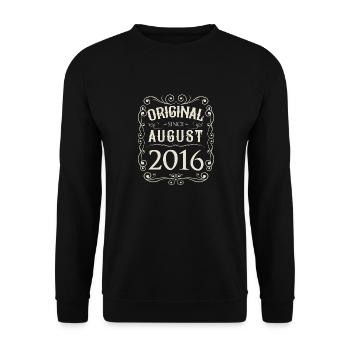 Vintage - Original since August 2016 Birthday - Unisex Sweatshirt - black - Front - Alina (178cm) & Michal (187cm)