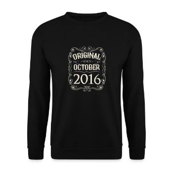 Vintage - Original since October 2016 Birthday - Unisex Sweatshirt - black - Front - Alina (178cm) & Michal (187cm)