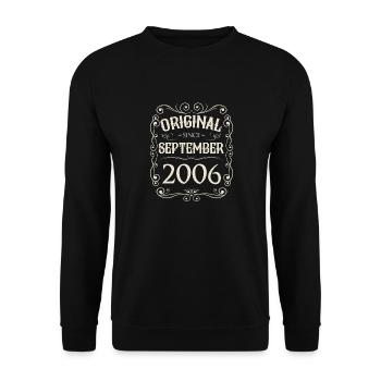 Vintage - Original since September 2006 Birthday - Unisex Sweatshirt - black - Front - Alina (178cm) & Michal (187cm)