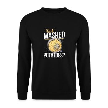 Kartoffelbrei Kartoffelpüree - Unisex Pullover - Schwarz - Vorne - Alina (178cm) & Michal (187cm)