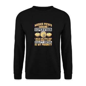 Kartoffelbrei Kartoffelpüree - Unisex Pullover - Schwarz - Vorne - Alina (178cm) & Michal (187cm)