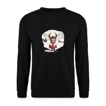 Krampus Bad Santa Claus Kramperl Krampus - Unisex Sweatshirt - black - Front - Alina (178cm) & Michal (187cm)