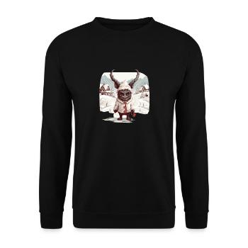 Krampus Maske | Krampus Kostüm | Germanische - Unisex Pullover - Schwarz - Vorne - Alina (178cm) & Michal (187cm)