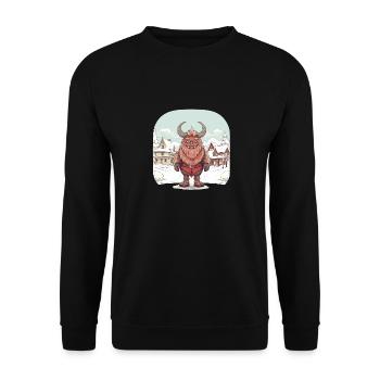 Krampus T | Costume Krampus | Père Noël Kawaii - Sweat-shirt Unisexe - noir - Devant - Alina (178cm) & Michal (187cm)