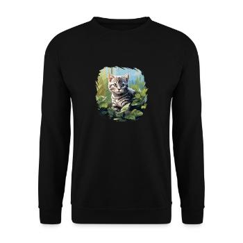 Cat Cats American Shorthair - Unisex Sweatshirt - black - Front - Alina (178cm) & Michal (187cm)