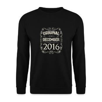 Vintage - Original since December 2016 Birthday - Unisex Sweatshirt - black - Front - Alina (178cm) & Michal (187cm)
