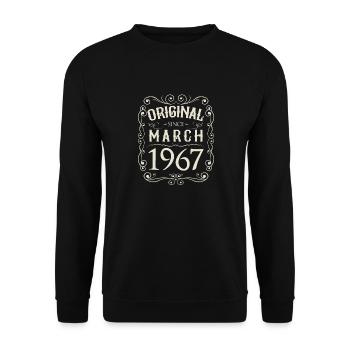 Vintage - Original since März 1967 Geburtstag - Unisex Pullover - Schwarz - Vorne - Alina (178cm) & Michal (187cm)