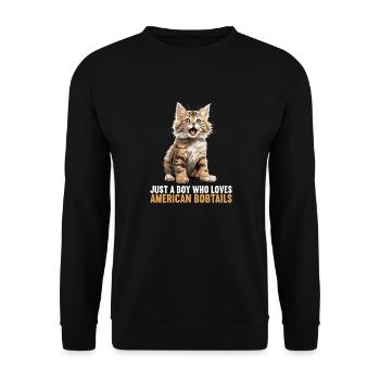 Chat Chats American Bobtail - Sweat-shirt Unisexe - noir - Devant - Alina (178cm) & Michal (187cm)