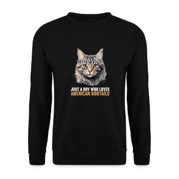 Chat Chats American Bobtail - Sweat-shirt Unisexe - noir - Devant - Alina (178cm) & Michal (187cm)