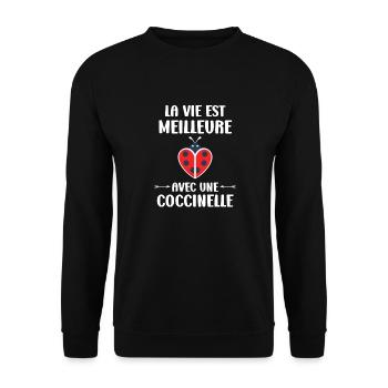 Citation Humour Petite coccinelle - Sweat-shirt Unisexe - noir - Devant - Alina (178cm) & Michal (187cm)