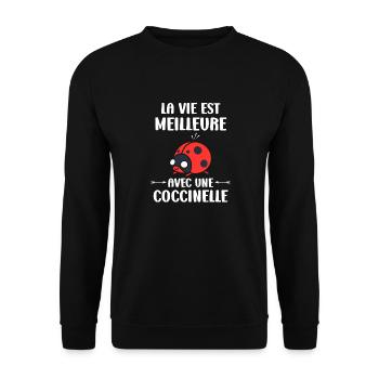 Citation Humour Petite coccinelle - Sweat-shirt Unisexe - noir - Devant - Alina (178cm) & Michal (187cm)