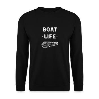 Vintage Narrowboat Canal Barge Boat Life - Unisex Sweatshirt - black - Front - Alina (178cm) & Michal (187cm)