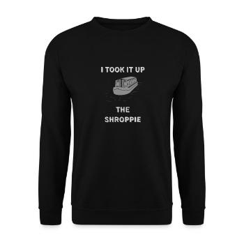 Funny Vintage Narrowboat Canal Barge Shroppie - Unisex Sweatshirt - black - Front - Alina (178cm) & Michal (187cm)