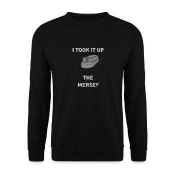 Funny Vintage Narrowboat Canal Barge The Mersey - Unisex Sweatshirt - black - Front - Alina (178cm) & Michal (187cm)