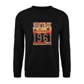 anniversaire 1961. Vintage né en 1961 anniversaire - Sweat-shirt Unisexe - noir - Devant - Alina (178cm) & Michal (187cm)