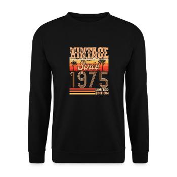 anniversaire 1975. Vintage né en 1975 anniversaire - Sweat-shirt Unisexe - noir - Devant - Alina (178cm) & Michal (187cm)