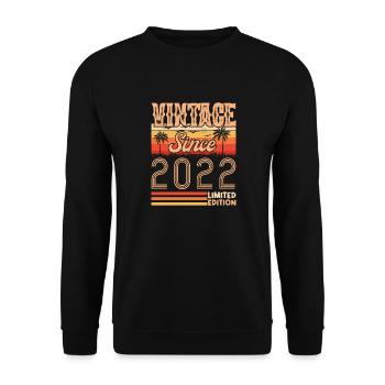 anniversaire 2022. Vintage né en 2022 anniversaire - Sweat-shirt Unisexe - noir - Devant - Alina (178cm) & Michal (187cm)
