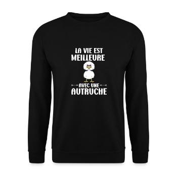 Humour autruche - Sweat-shirt Unisexe - noir - Devant - Alina (178cm) & Michal (187cm)