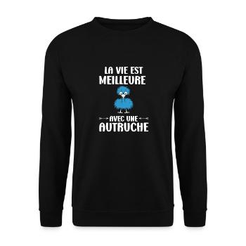 Humour autruche - Sweat-shirt Unisexe - noir - Devant - Alina (178cm) & Michal (187cm)