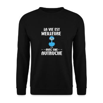 Humour autruche - Sweat-shirt Unisexe - noir - Devant - Alina (178cm) & Michal (187cm)