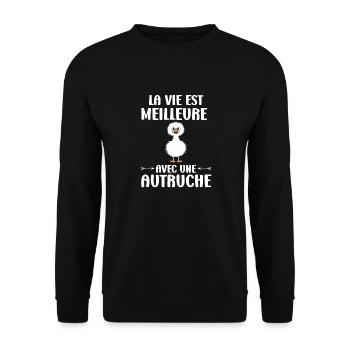 Humour autruche - Sweat-shirt Unisexe - noir - Devant - Alina (178cm) & Michal (187cm)