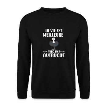 Humour autruche - Sweat-shirt Unisexe - noir - Devant - Alina (178cm) & Michal (187cm)