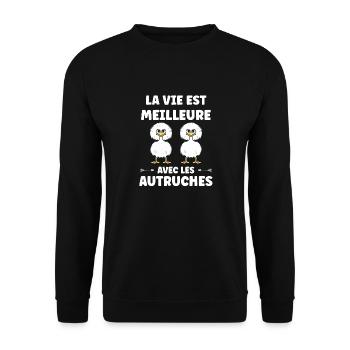 Humour autruche - Sweat-shirt Unisexe - noir - Devant - Alina (178cm) & Michal (187cm)