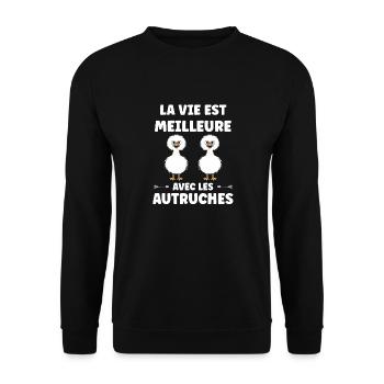 Humour autruche - Sweat-shirt Unisexe - noir - Devant - Alina (178cm) & Michal (187cm)