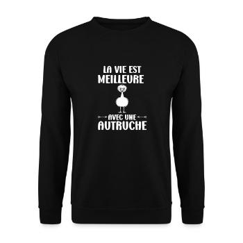 Humour autruche - Sweat-shirt Unisexe - noir - Devant - Alina (178cm) & Michal (187cm)