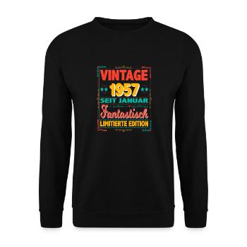 Janvier 1957 Vintage Fantastique 67 Ans Homme - Sweat-shirt Unisexe - noir - Devant - Alina (178cm) & Michal (187cm)
