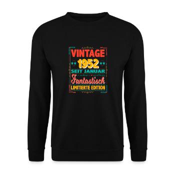 Januar 1952 Vintage Fantastisch 72 Jahren Mann - Unisex Pullover - Schwarz - Vorne - Alina (178cm) & Michal (187cm)