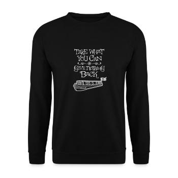 Vintage Narrowboat Kanal Piraten Motto Barge Boot - Unisex Pullover - Schwarz - Vorne - Alina (178cm) & Michal (187cm)