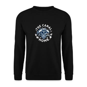 Vintage Narrowboat Canal Pirate Captain Barge - Unisex Pullover - Schwarz - Vorne - Alina (178cm) & Michal (187cm)