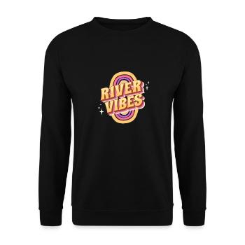 Vintage Groovy Narrowboat Canal River Vibes Barge - Unisex Sweatshirt - black - Front - Alina (178cm) & Michal (187cm)
