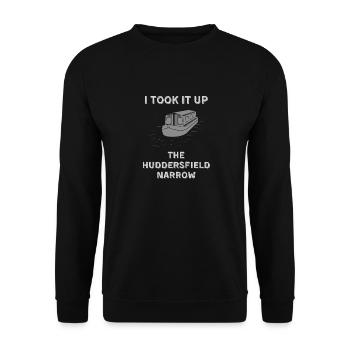 Funny Vintage Narrowboat Canal Barge Huddersfield - Unisex Sweatshirt - black - Front - Alina (178cm) & Michal (187cm)