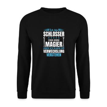 I'm a locksmith and not a magician - Unisex Sweatshirt - black - Front - Alina (178cm) & Michal (187cm)