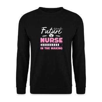 Nurse Student loading nursing school supplies - Unisex Sweatshirt - black - Front - Alina (178cm) & Michal (187cm)