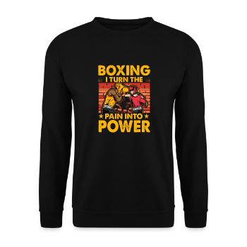 Boxe : Je transforme la douleur en puissance - Sweat-shirt Unisexe - noir - Devant - Alina (178cm) & Michal (187cm)