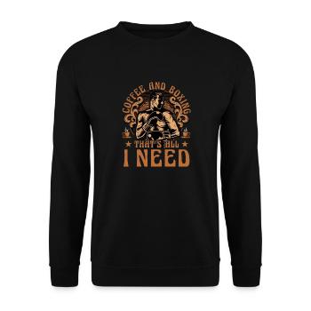 Kaffee und Boxen, das ist alles, was ich brauche - Unisex Pullover - Schwarz - Vorne - Alina (178cm) & Michal (187cm)