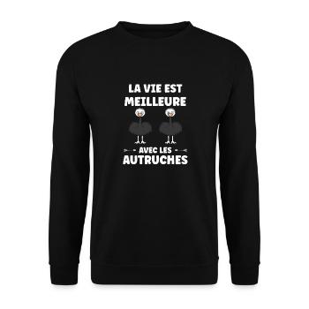 Strauß Zitat - Unisex Pullover - Schwarz - Vorne - Alina (178cm) & Michal (187cm)