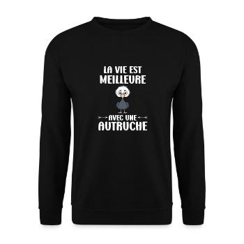 Strauß Zitat - Unisex Pullover - Schwarz - Vorne - Alina (178cm) & Michal (187cm)