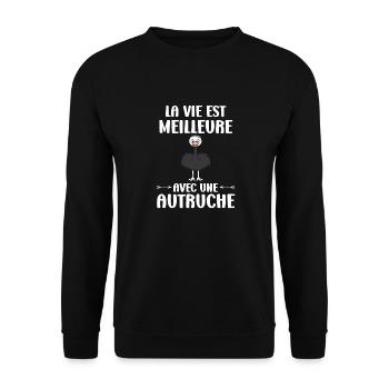 Strauß Zitat - Unisex Pullover - Schwarz - Vorne - Alina (178cm) & Michal (187cm)