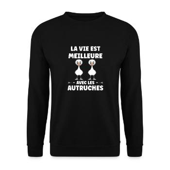 Strauß Zitat - Unisex Pullover - Schwarz - Vorne - Alina (178cm) & Michal (187cm)