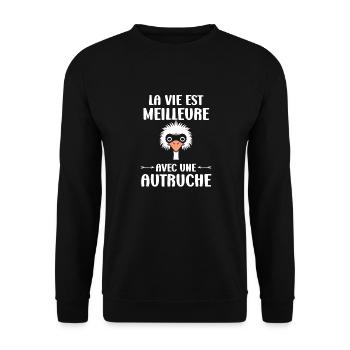 Strauß Zitat - Unisex Pullover - Schwarz - Vorne - Alina (178cm) & Michal (187cm)
