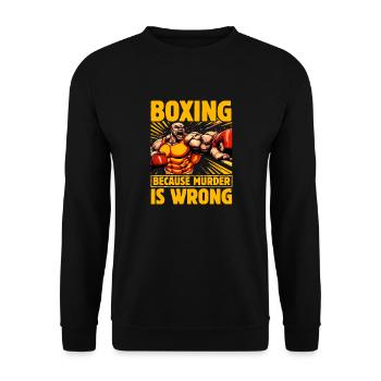 Boxen, weil Mord falsch ist - Unisex Pullover - Schwarz - Vorne - Alina (178cm) & Michal (187cm)
